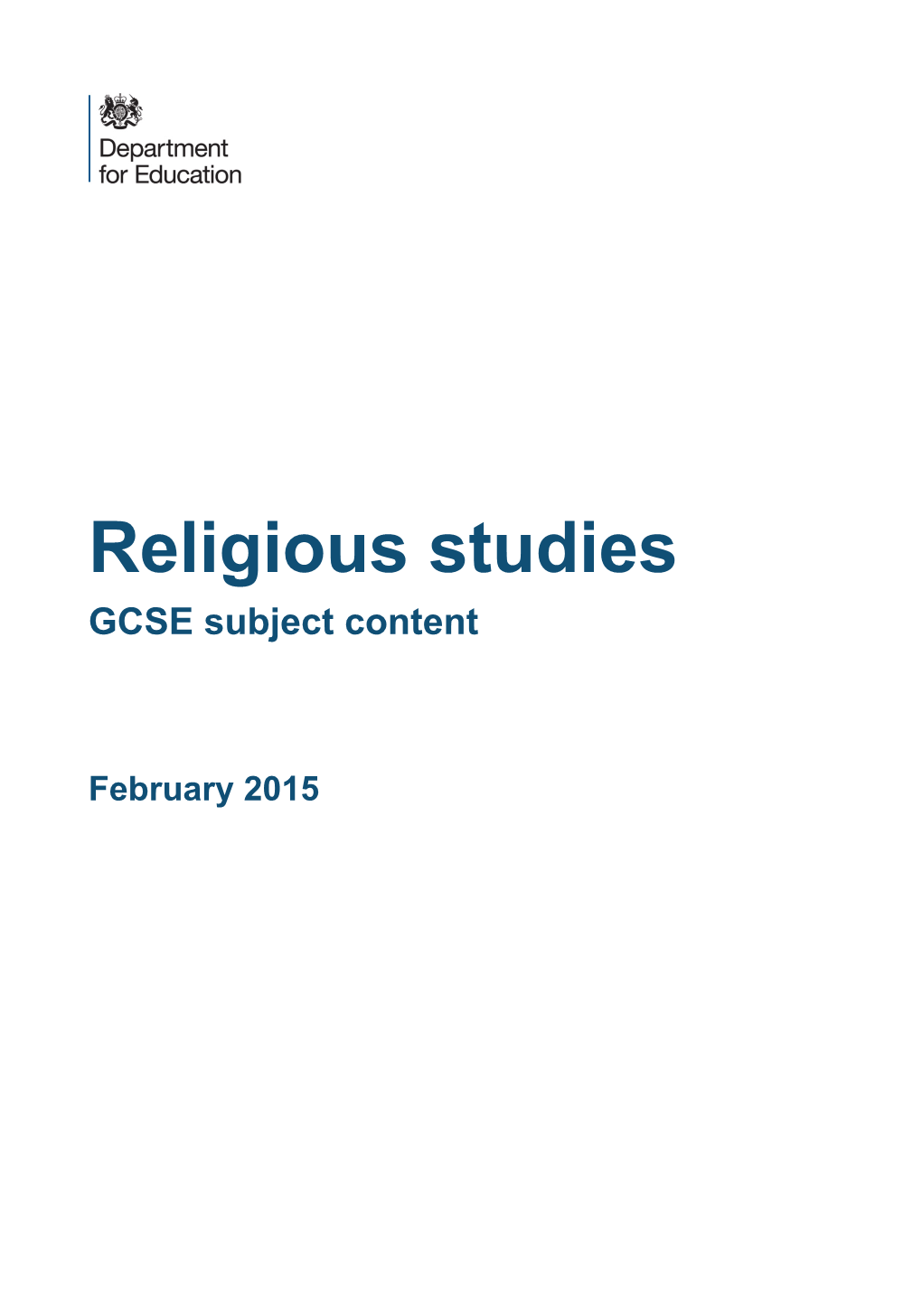 GCSE Religious Studies Short Courses Will Be Half the Content of the GCSE Full Course