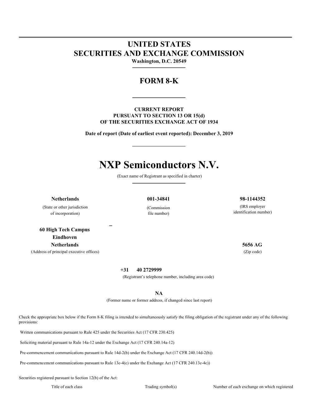 NXP Semiconductors NV