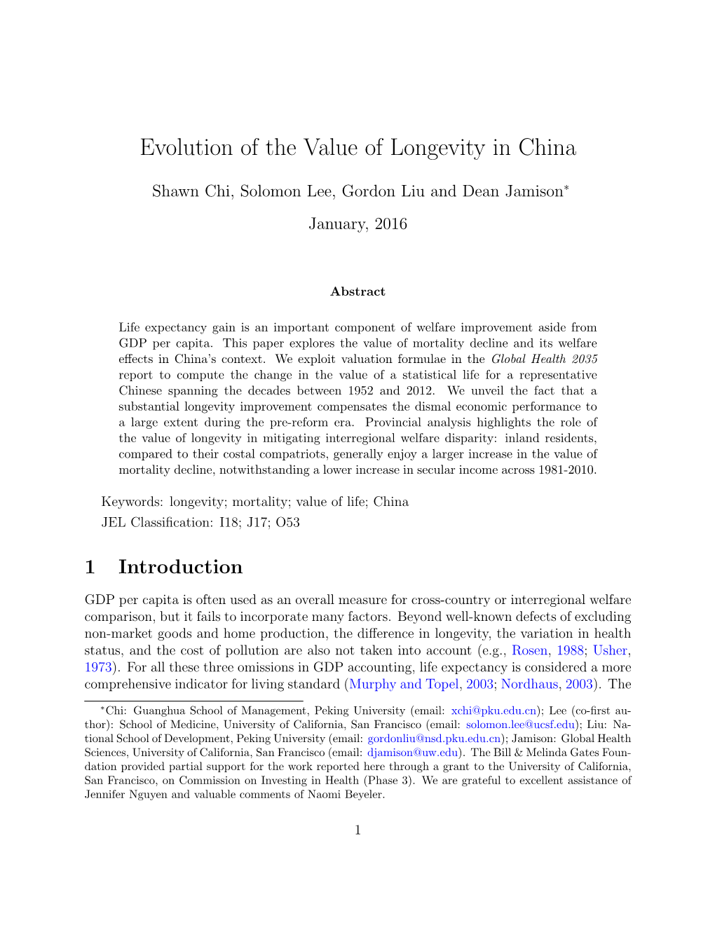 Evolution of the Value of Longevity in China