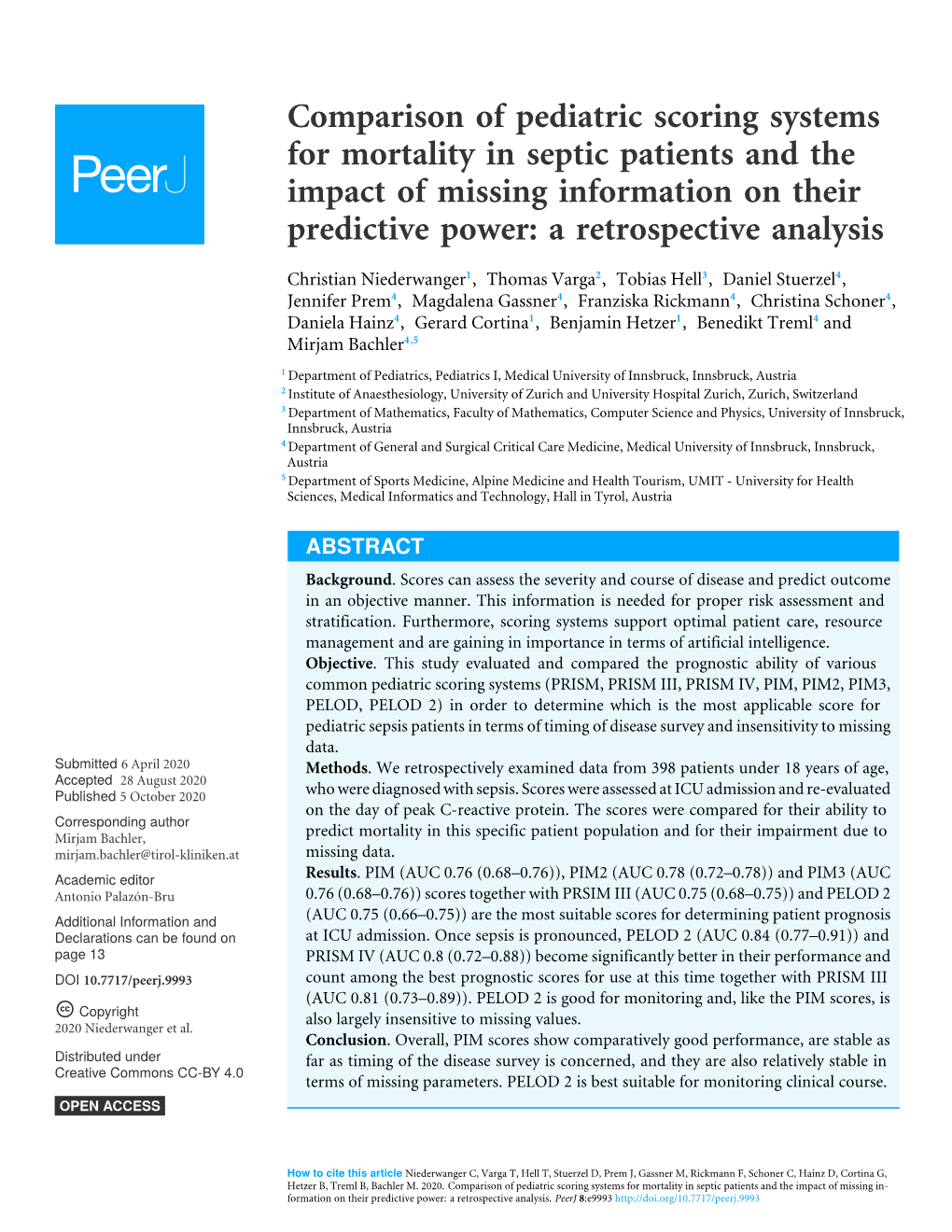 Comparison of Pediatric Scoring Systems for Mortality in Septic Patients and the Impact of Missing Information on Their Predictive Power: a Retrospective Analysis