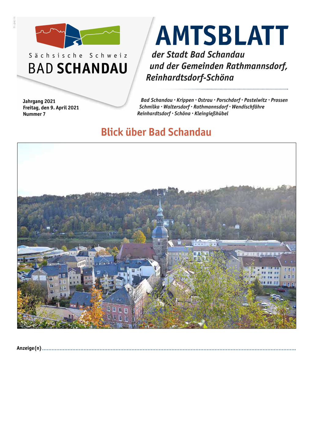 Amtsblatt Der Stadt Bad Schandau Und Der Gemeinden Rathmannsdorf, Reinhardtsdorf-Schöna