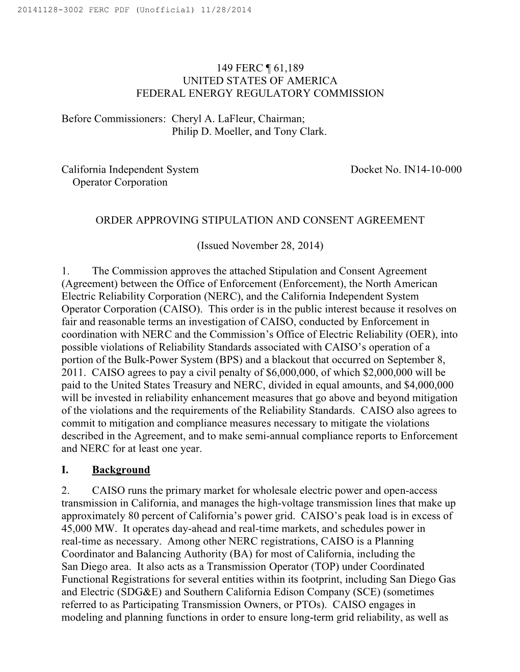20141128-3002 FERC PDF (Unofficial) 11/28/2014