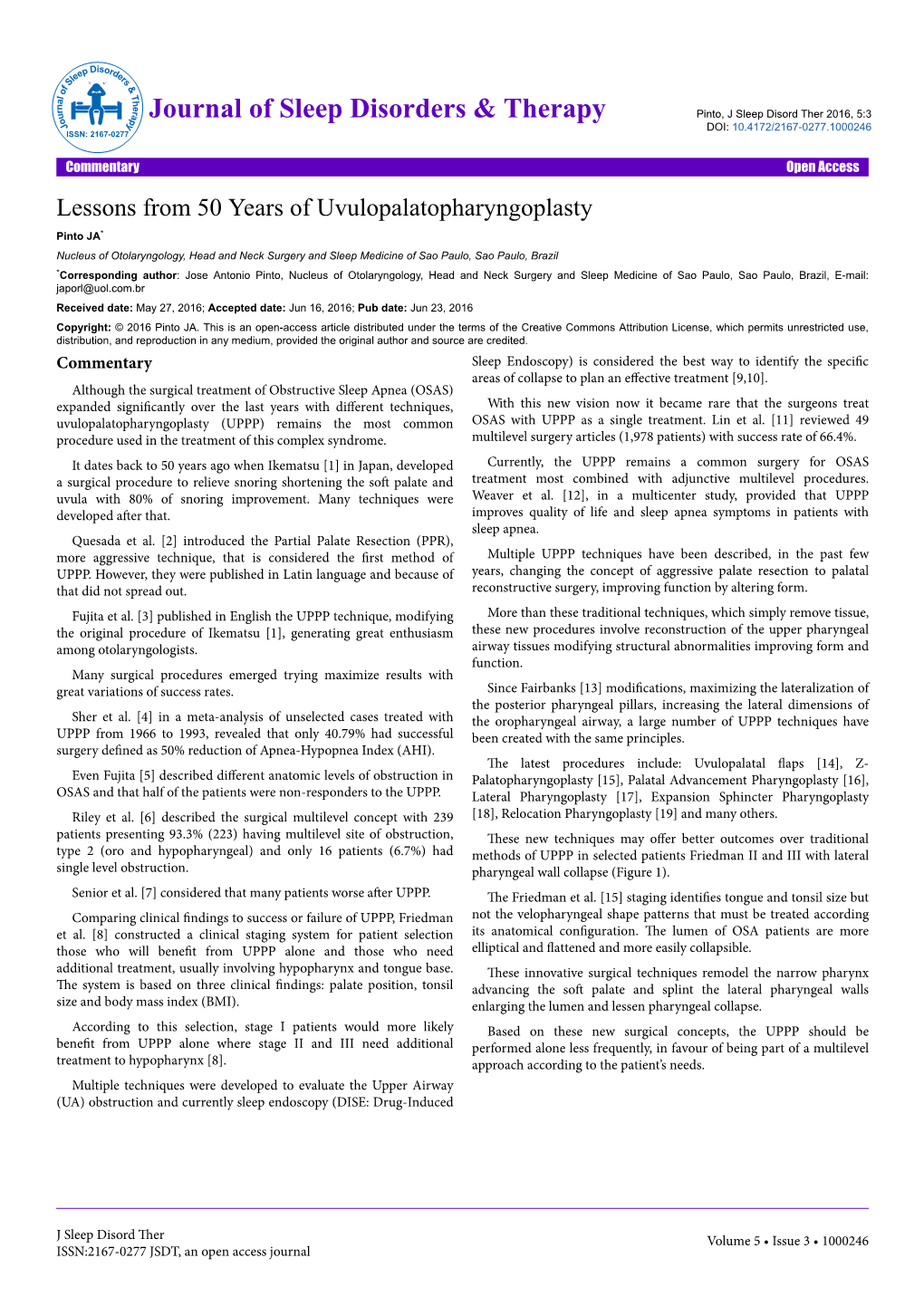 Lessons from 50 Years of Uvulopalatopharyngoplasty