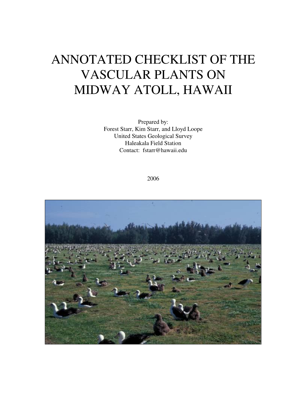 Annotated Checklist of the Vascular Plants on Midway Atoll, Hawaii