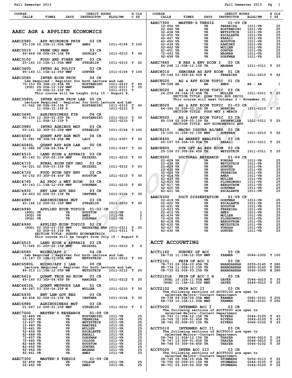 Fall 2013 Class Schedule (PDF)