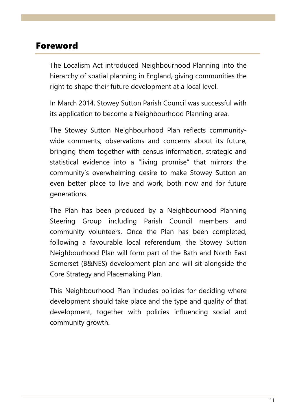 Stowey Sutton Neighbourhood Plan