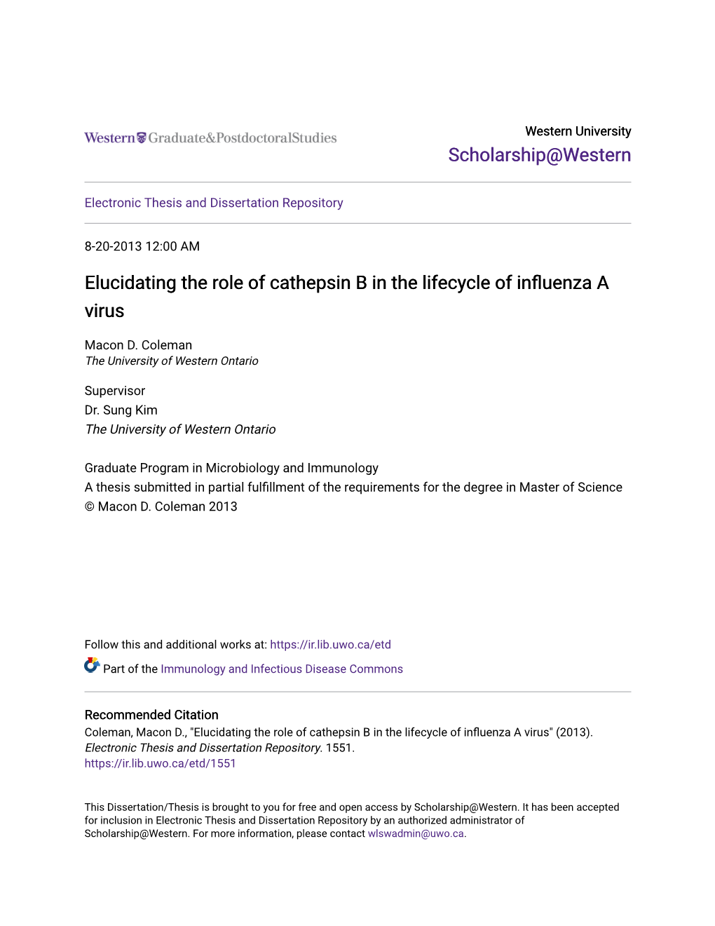 Elucidating the Role of Cathepsin B in the Lifecycle of Influenza a Virus