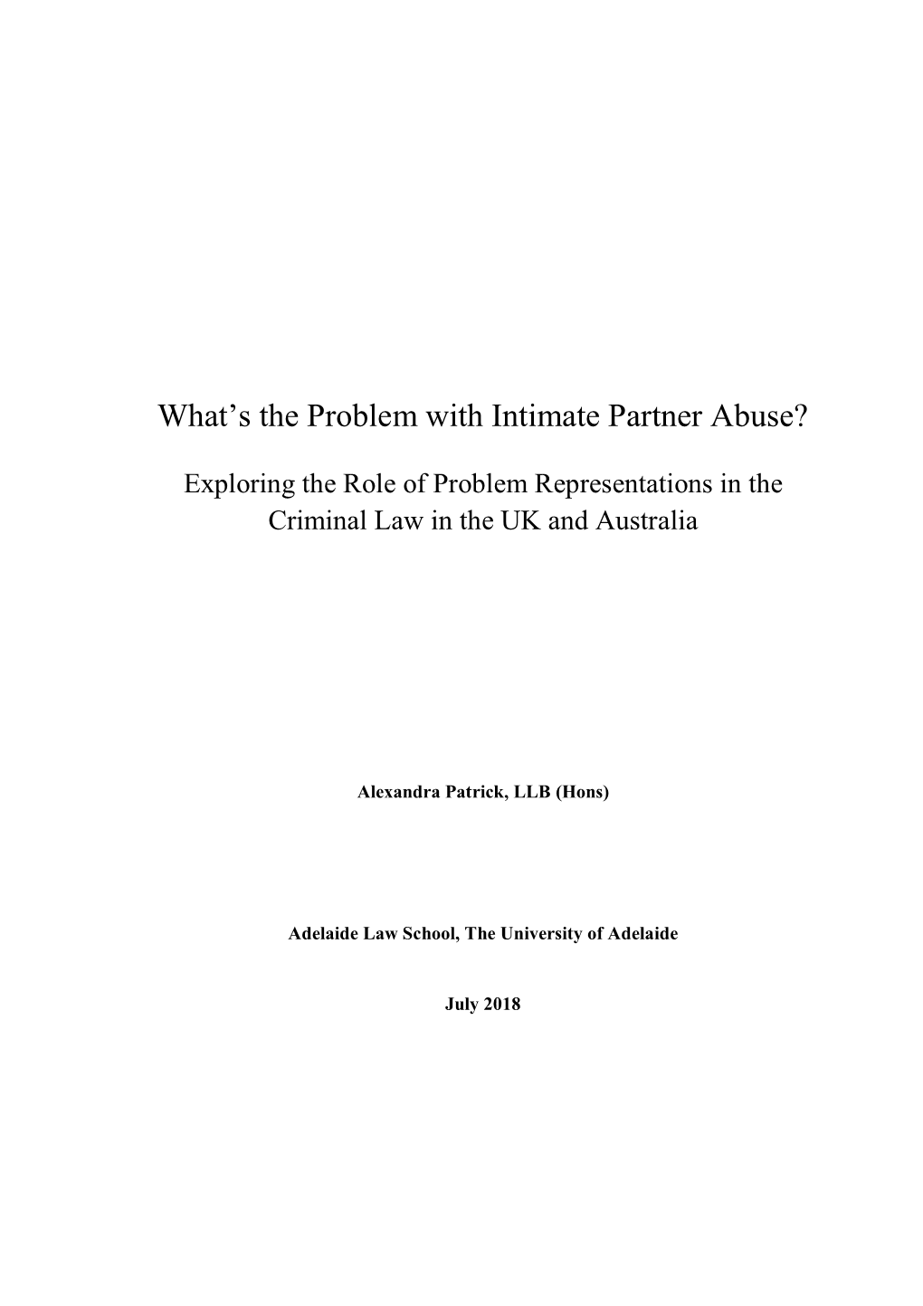 What's the Problem with Intimate Partner Abuse?