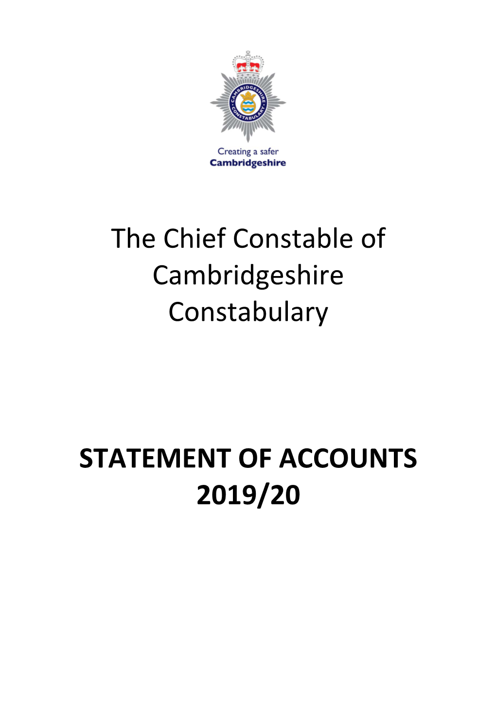 Chief Constable Statement of Accounts 2019