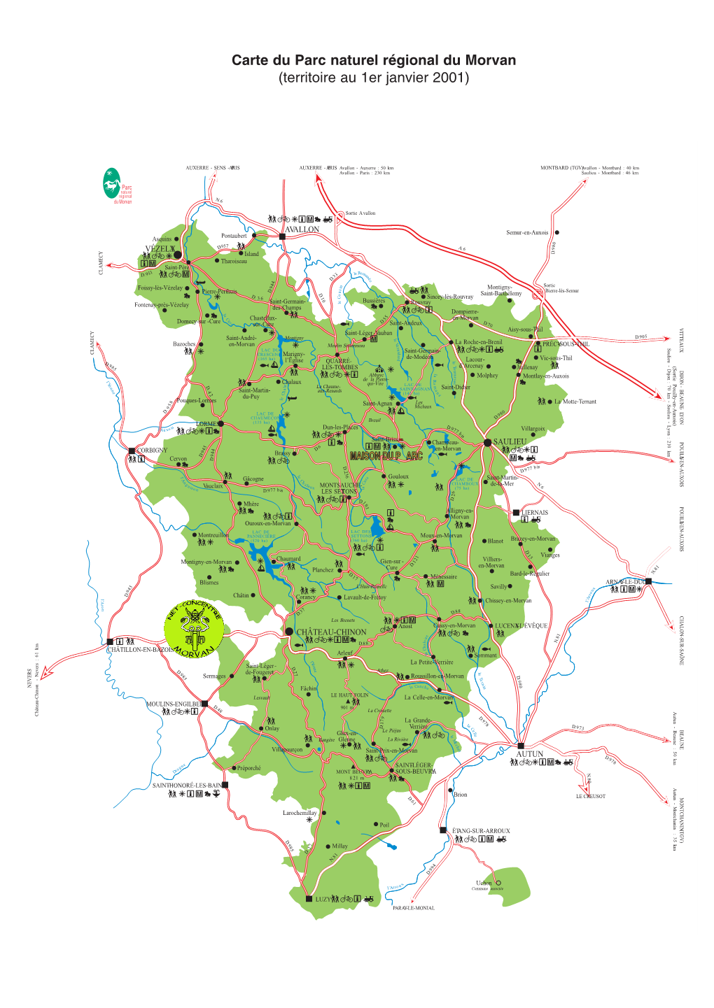 Carte Du Parc Naturel Régional Du Morvan (Territoire Au 1Er Janvier 2001)