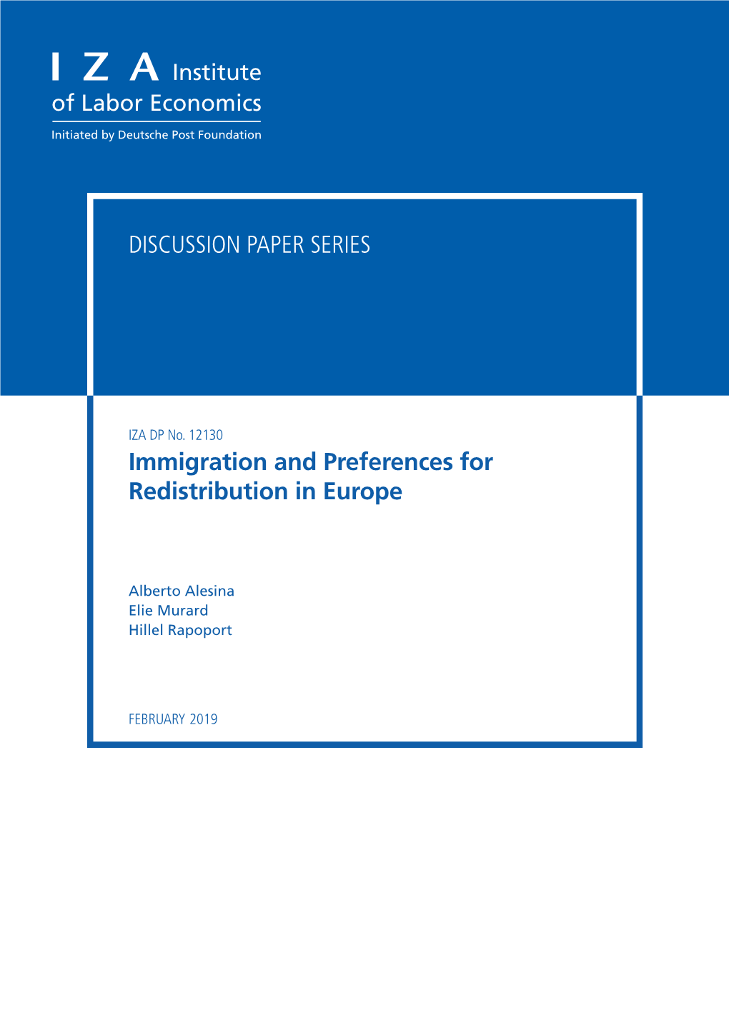 Immigration and Preferences for Redistribution in Europe