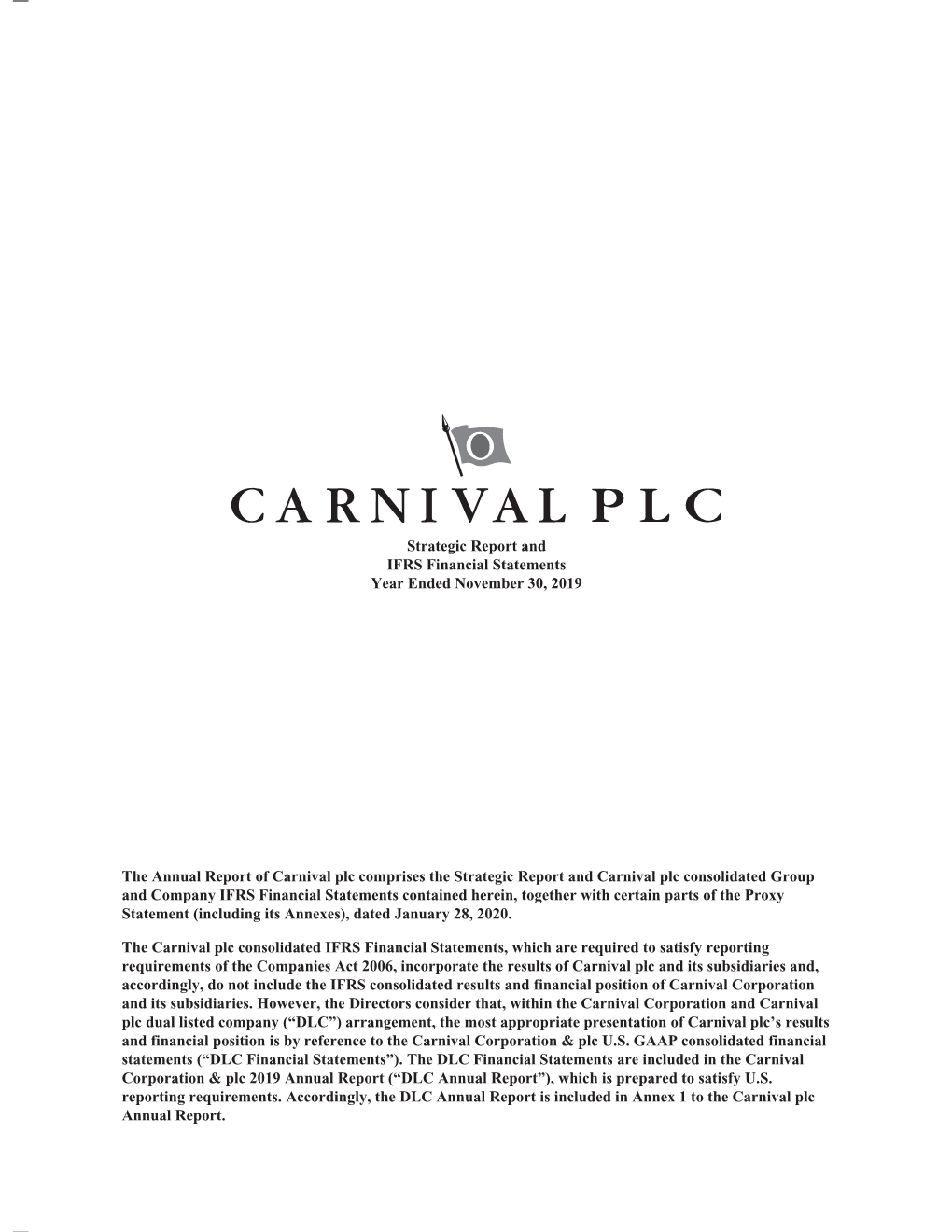 Carnival Plc 2019 Strategic Report and IFRS Financial Statements