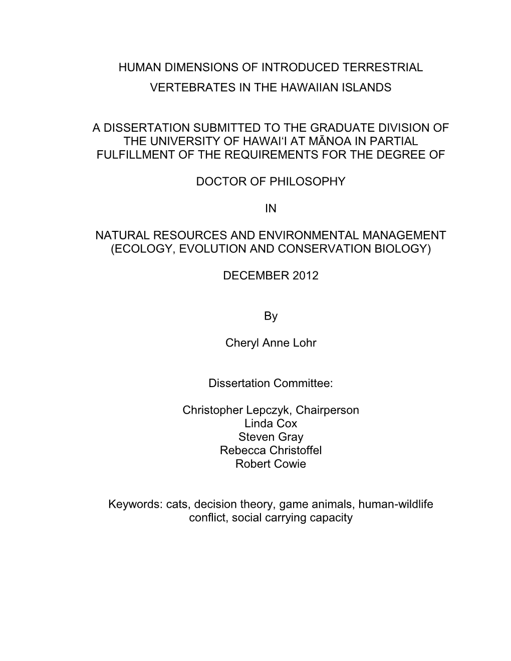 Human-Wildlife Conflict in the Hawaiian Islands