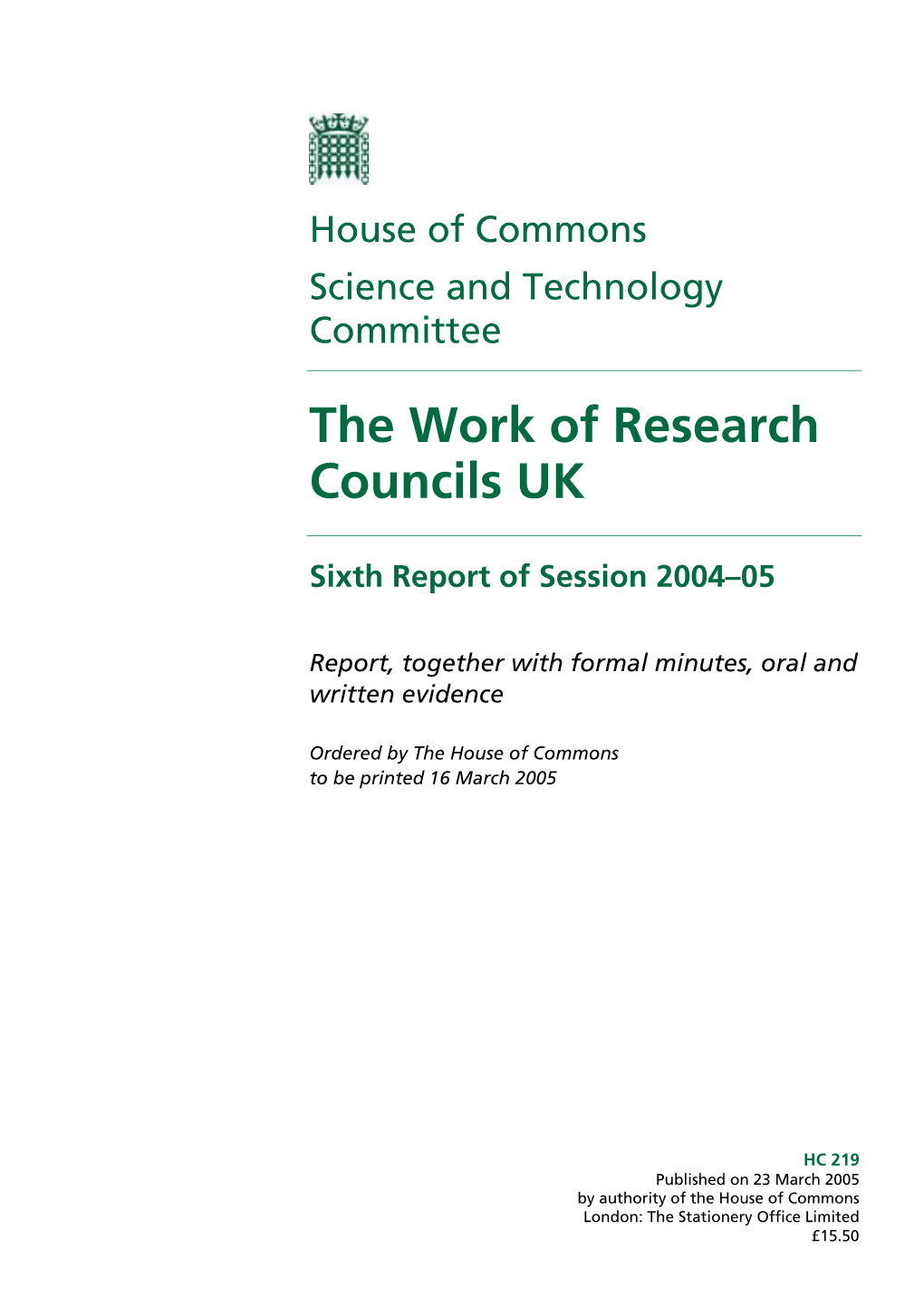 The Work of Research Councils UK