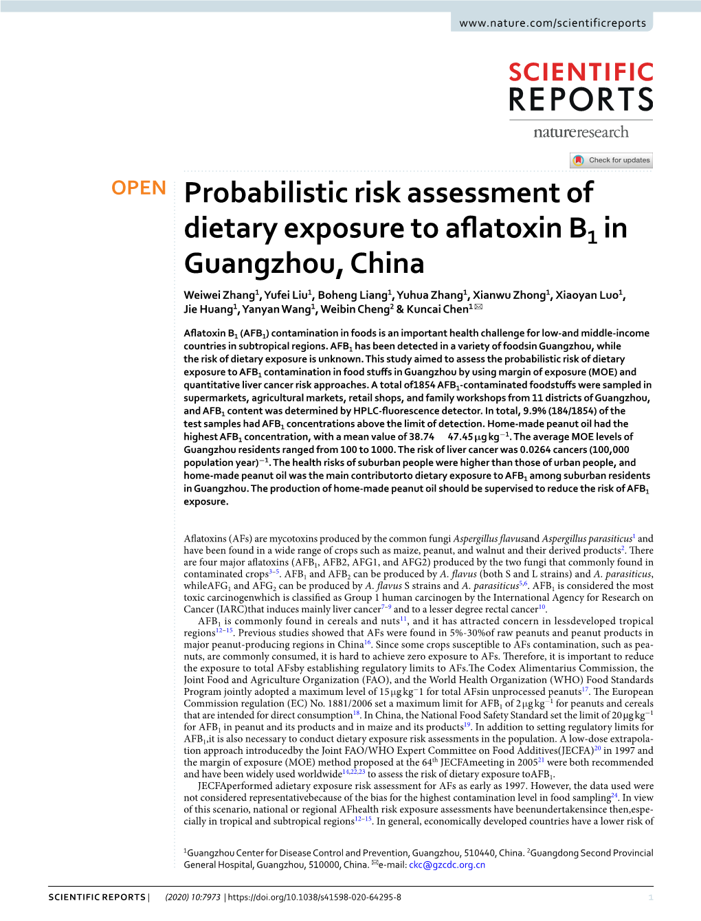 Probabilistic Risk Assessment of Dietary Exposure to Aflatoxin B1 In
