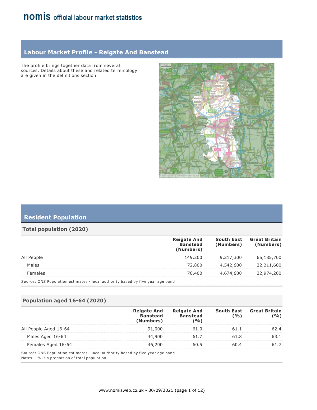 Local Authority Profile for Reigate and Banstead