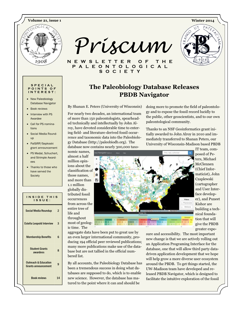 Priscum NEWSLETTER of the PALEONTOLOGICAL SOCIETY