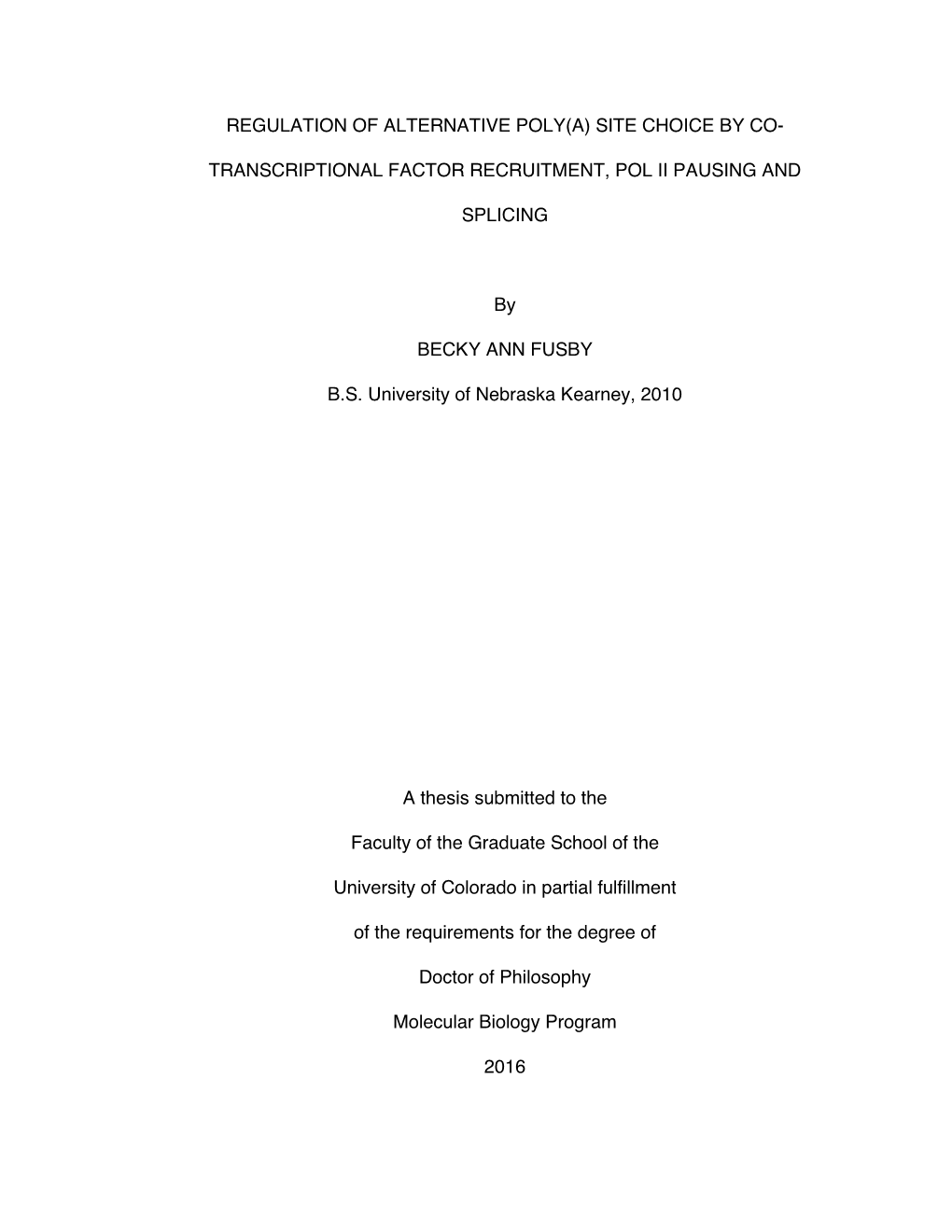 Regulation of Alternative Poly(A) Site Choice by Co