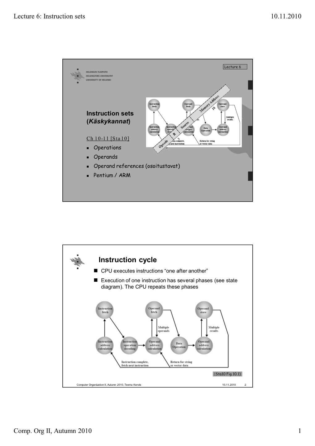 Instruction Cycle  CPU Executes Instructions “One After Another”  Execution of One Instruction Has Several Phases (See State Diagram)