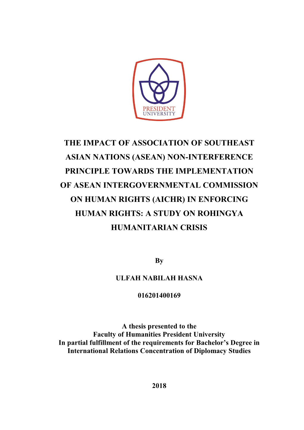 (Asean) Non-Interference Principle Towards The