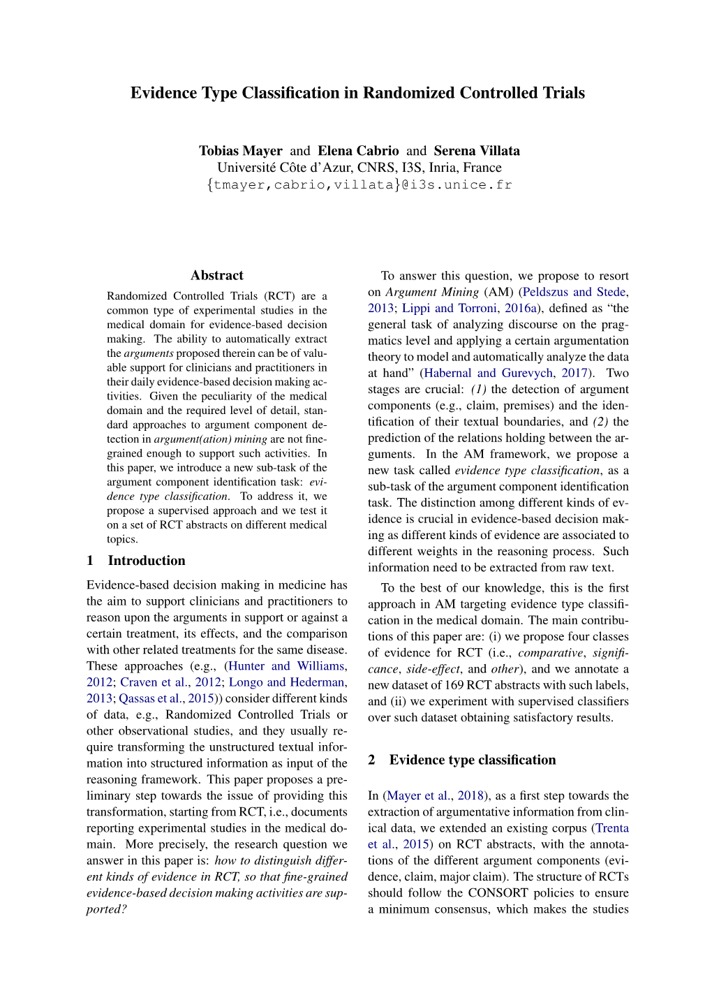 Evidence Type Classification in Randomized Controlled Trials