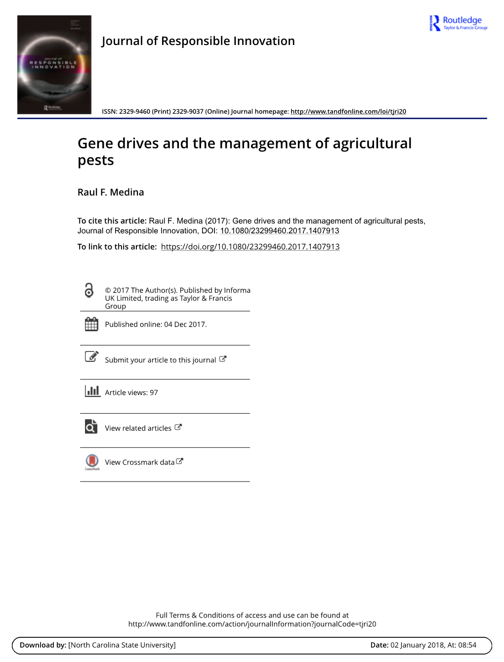 Gene Drives and the Management of Agricultural Pests