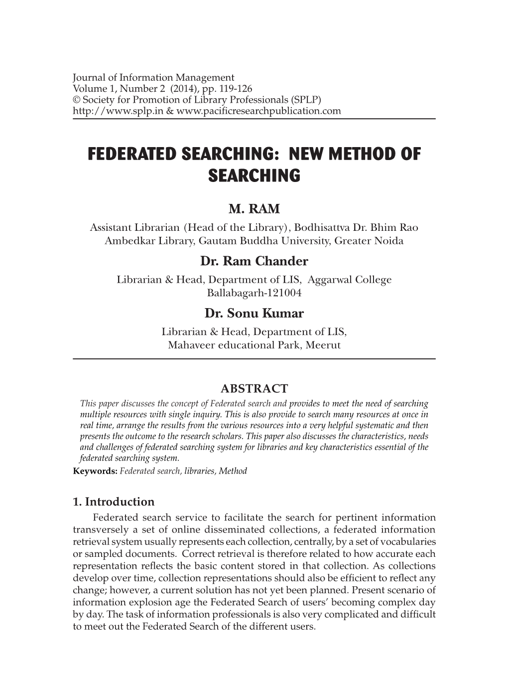 Federated Searching: New Method of Searching