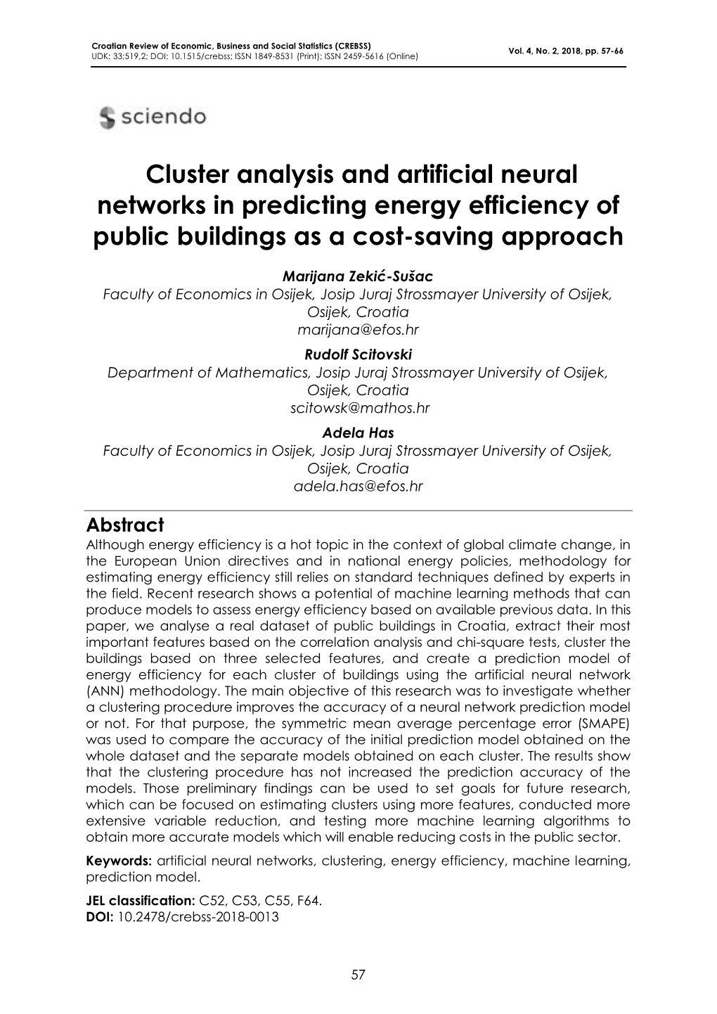 Cluster Analysis and Artificial Neural Networks in Predicting Energy Efficiency of Public Buildings As a Cost-Saving Approach