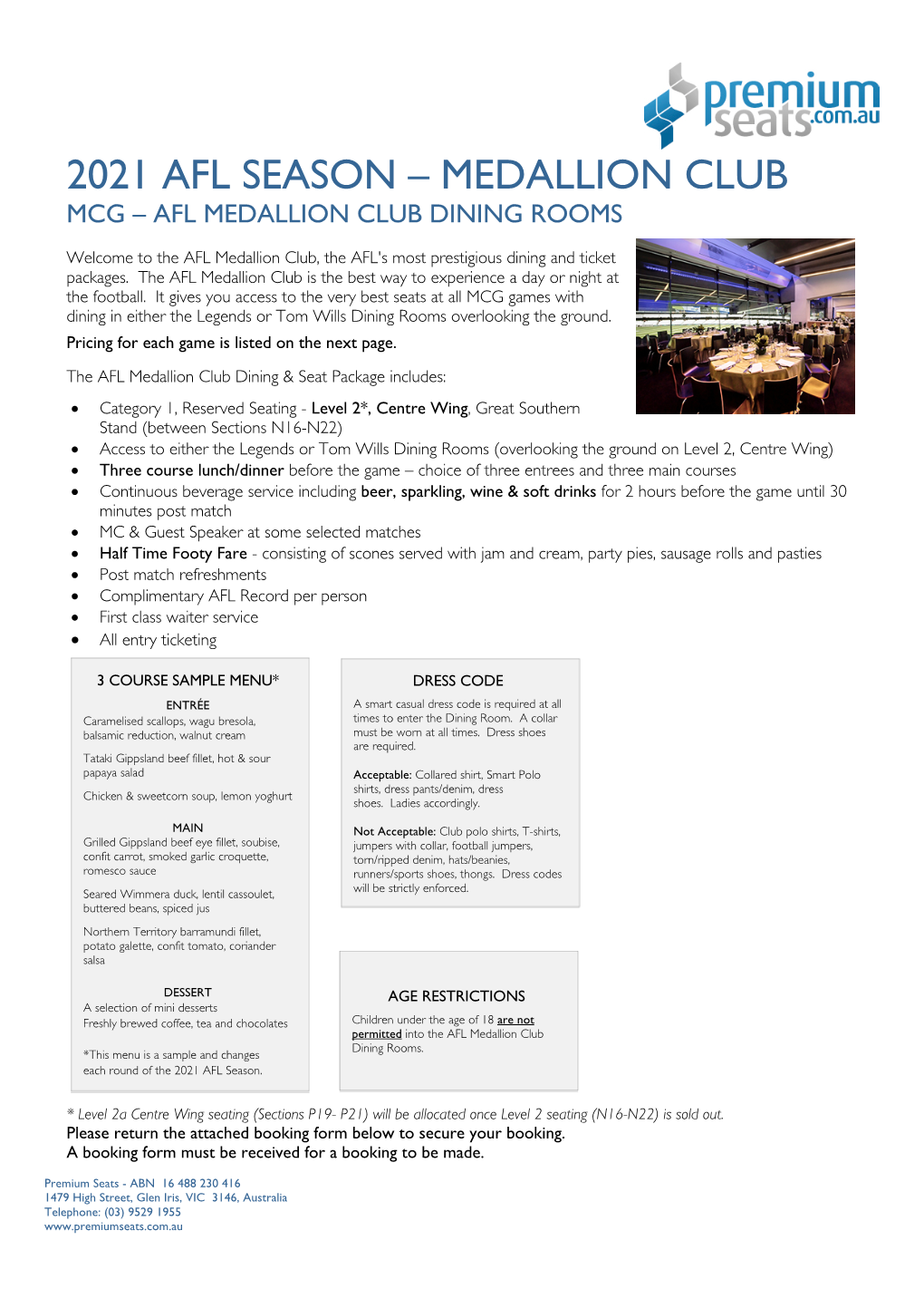 Mcg – Afl Medallion Club Dining Rooms