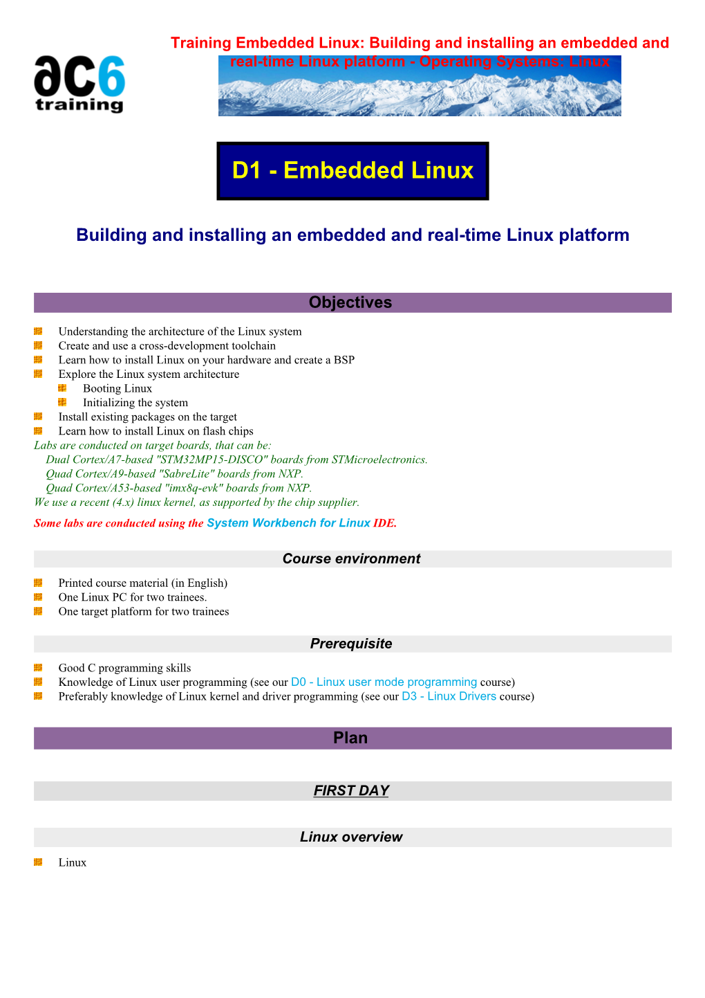 Training Embedded Linux: Building and Installing an Embedded and Real-Time Linux Platform - Operating Systems: Linux