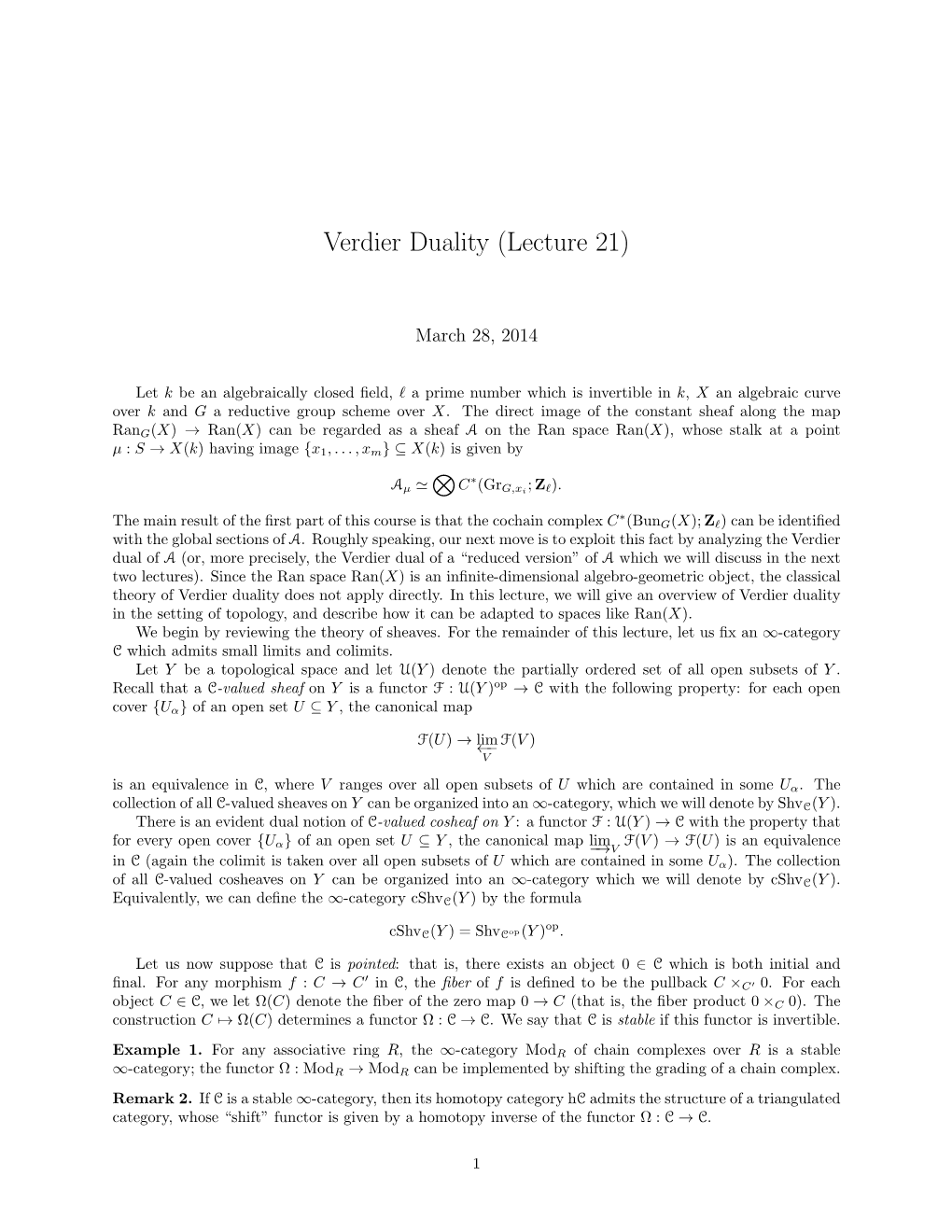 Lecture 21: Verdier Duality
