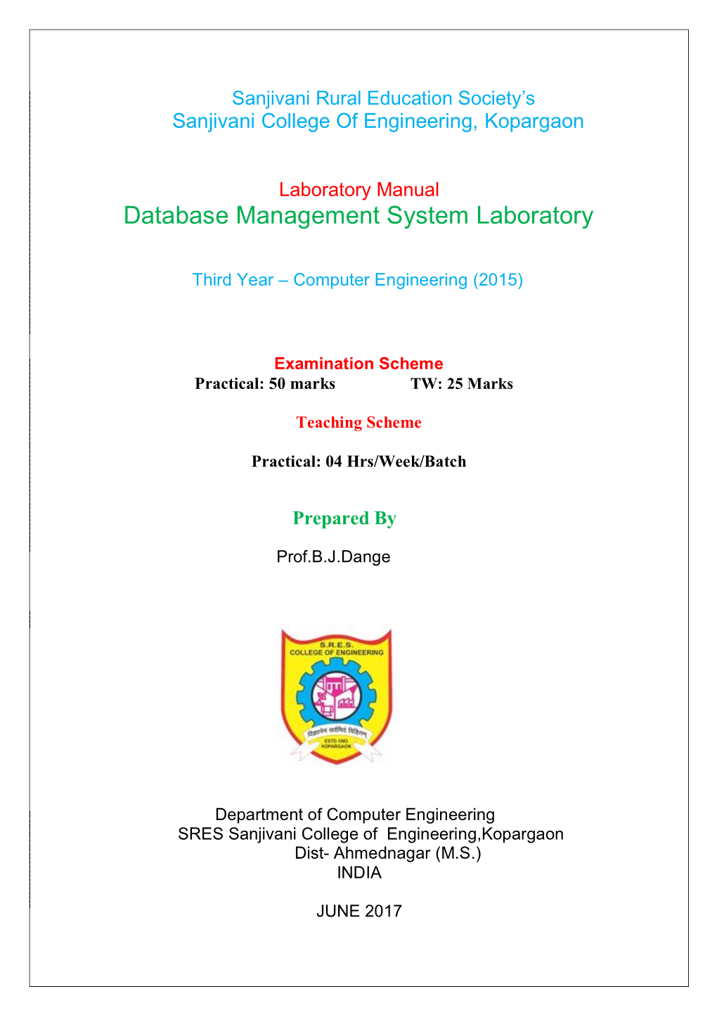 Database Management System Laboratory