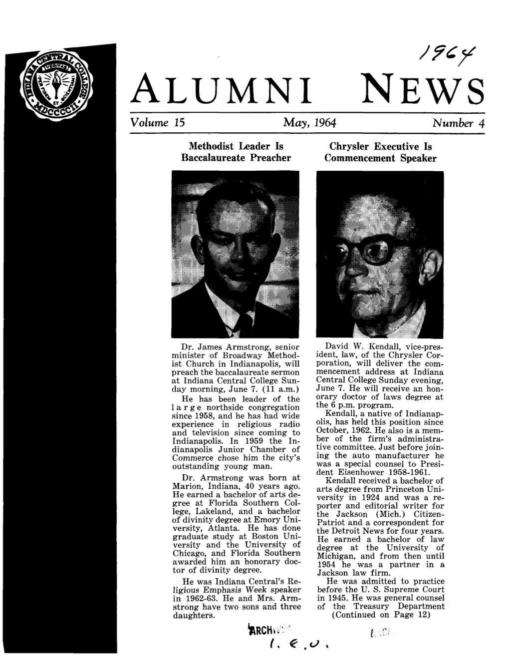 ALUMNI NEWS Volume 15 May, 1964