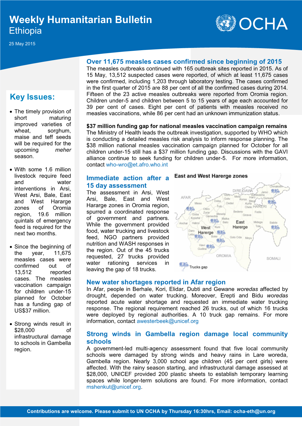 Weekly Humanitarian Bulletin Ethiopia