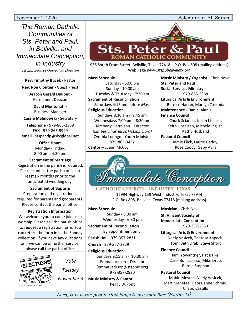 The Roman Catholic Communities of Sts. Peter and Paul, in Bellville, and Immaculate Conception