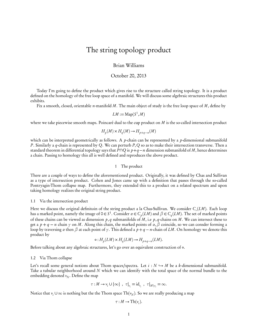 The String Topology Product