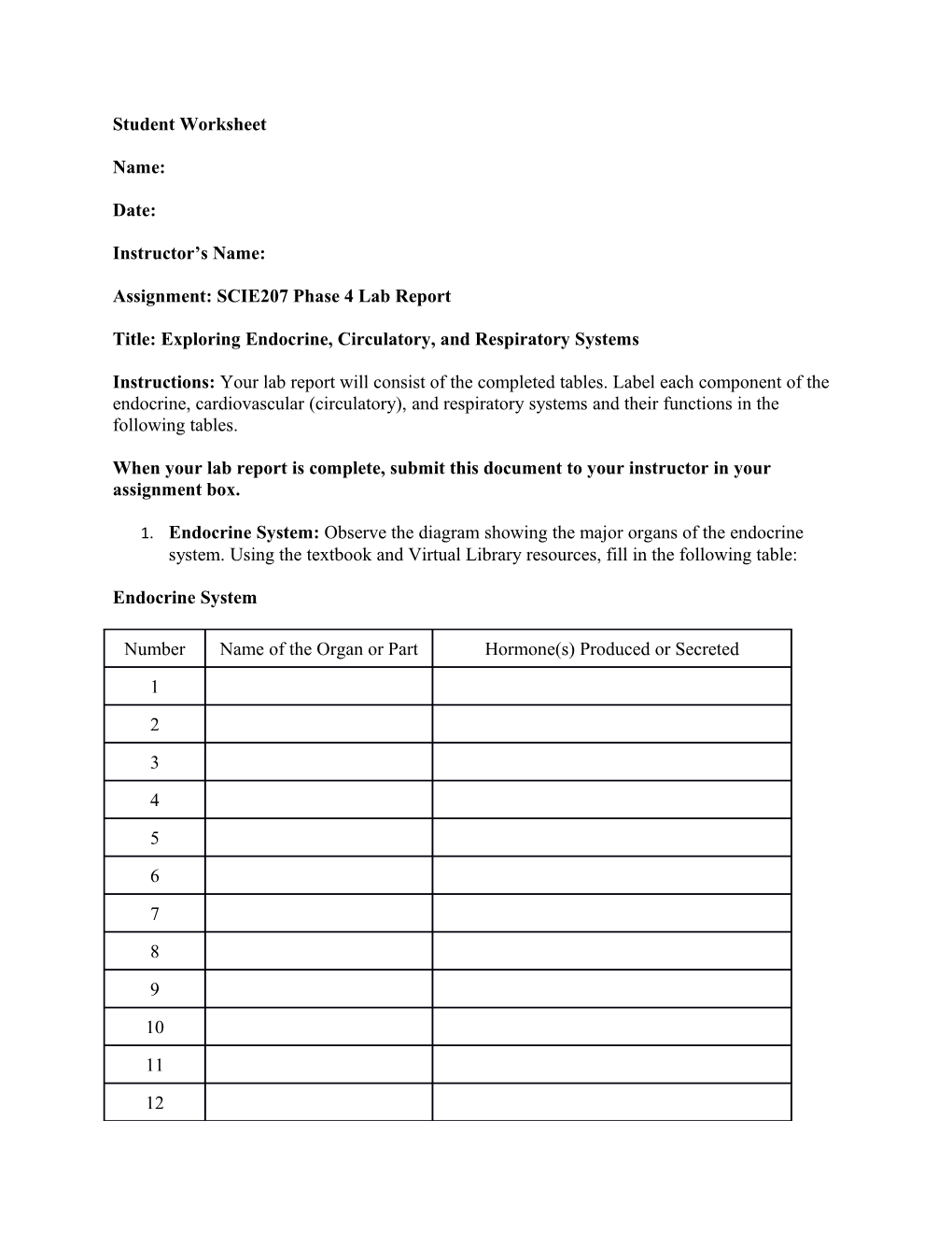 Assignment: SCIE207 Phase 4 Lab Report