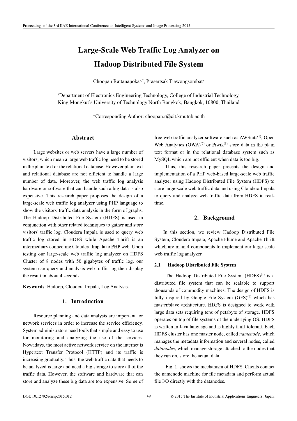 Large-Scale Web Traffic Log Analyzer on Hadoop Distributed File System