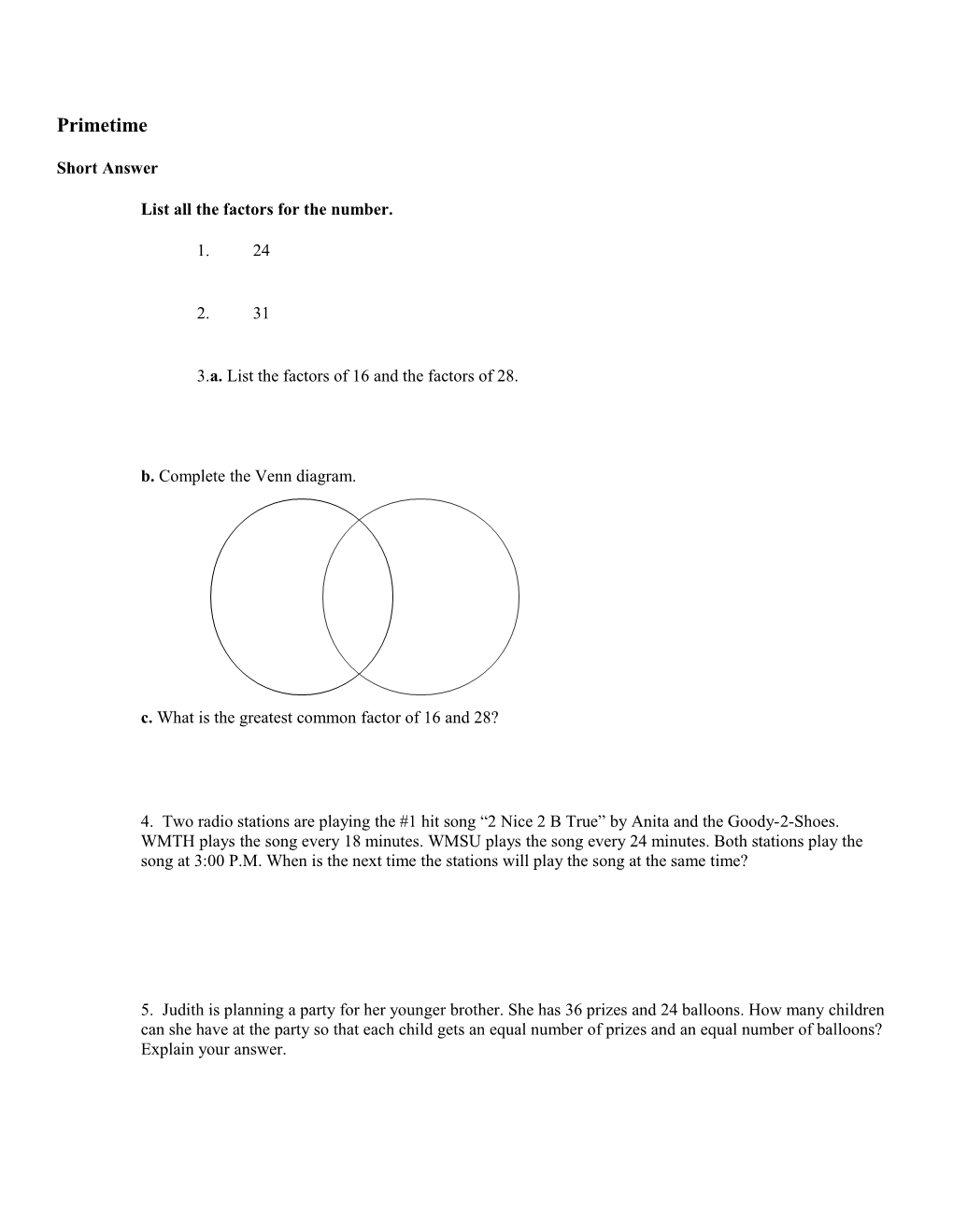 List All the Factors for the Number