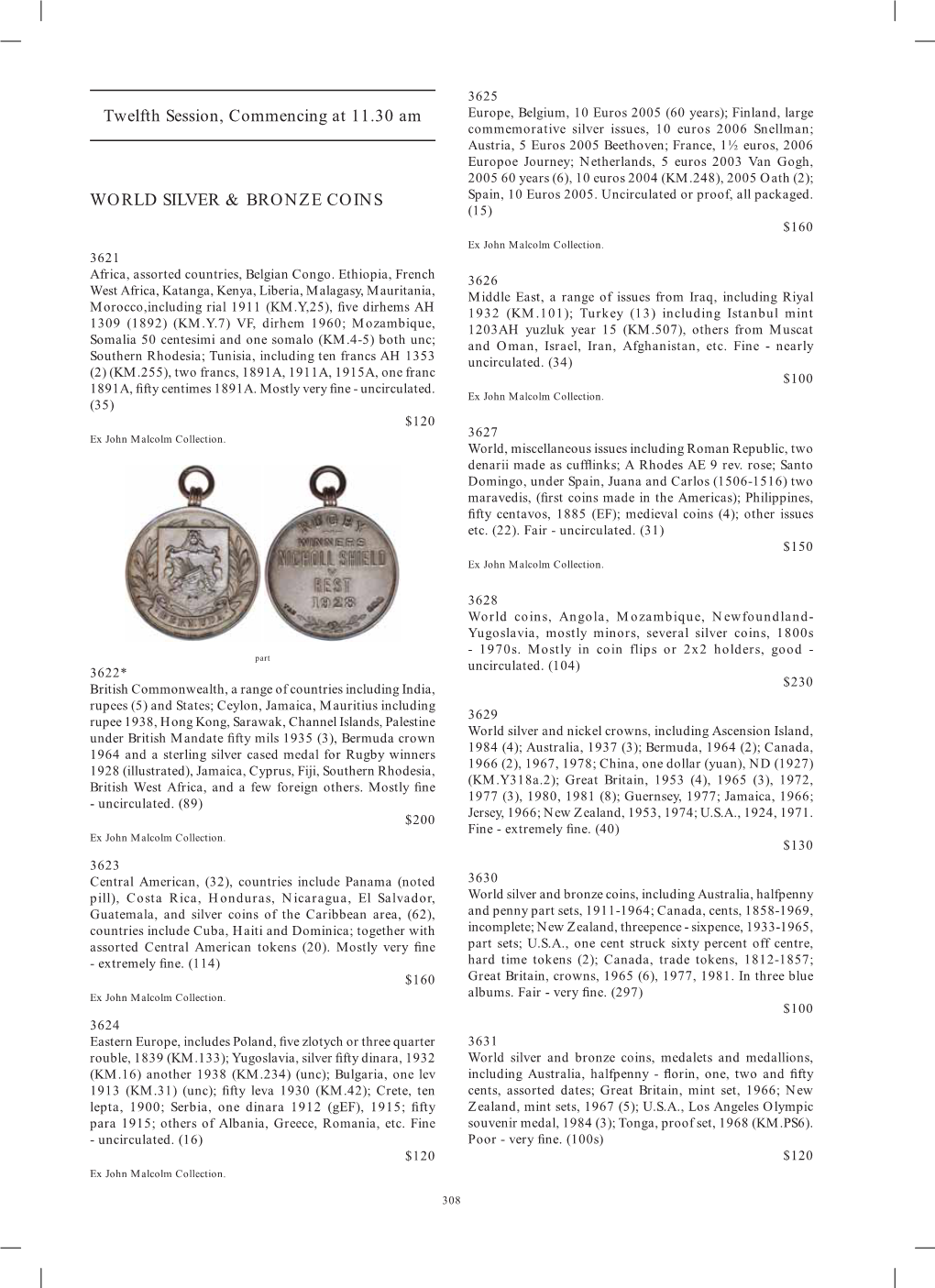 Twelfth Session, Commencing at 11.30 Am WORLD SILVER & BRONZE COINS