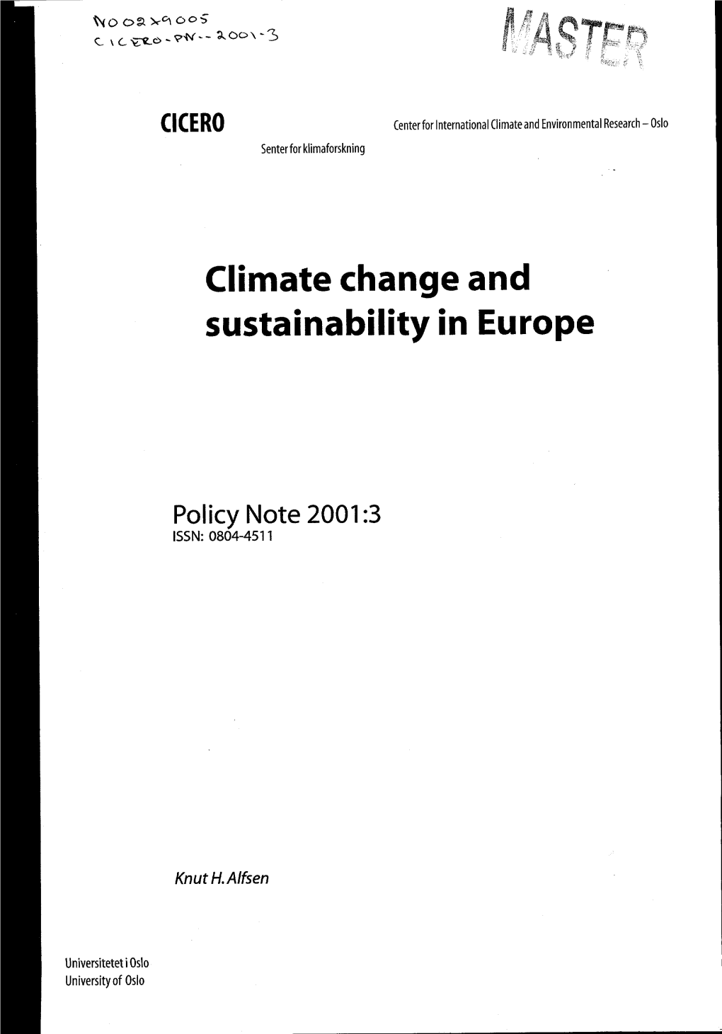 Climate Change and Sustainability in Europe