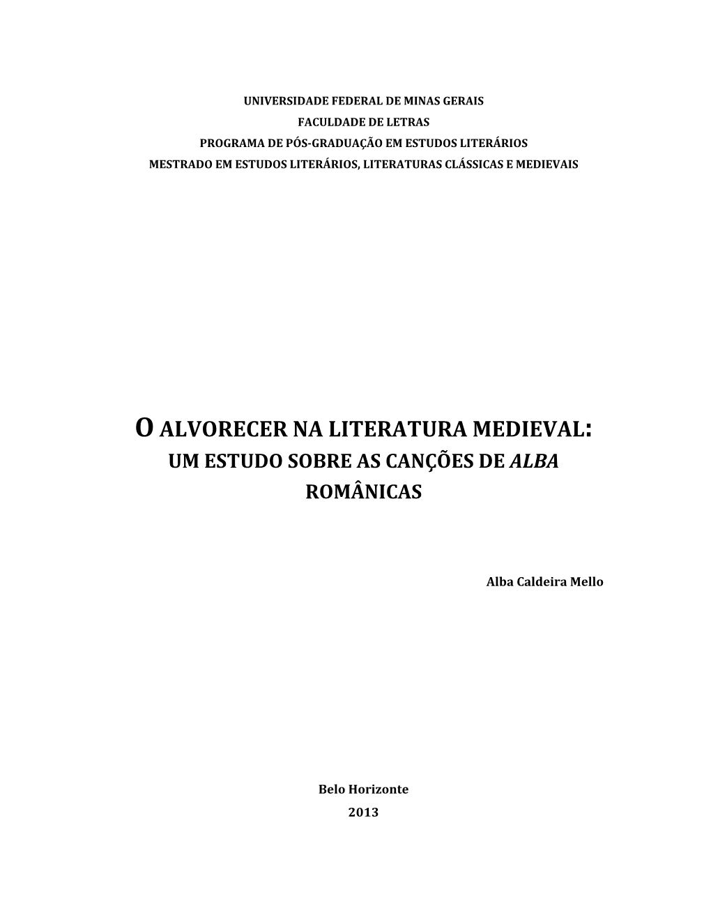 Oalvorecer Na Literatura Medieval