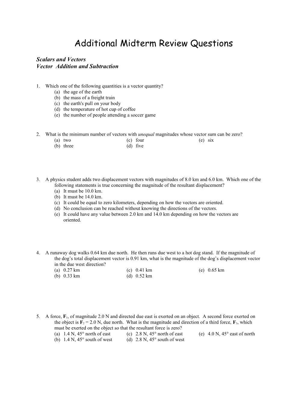 Additional Midterm Review Questions