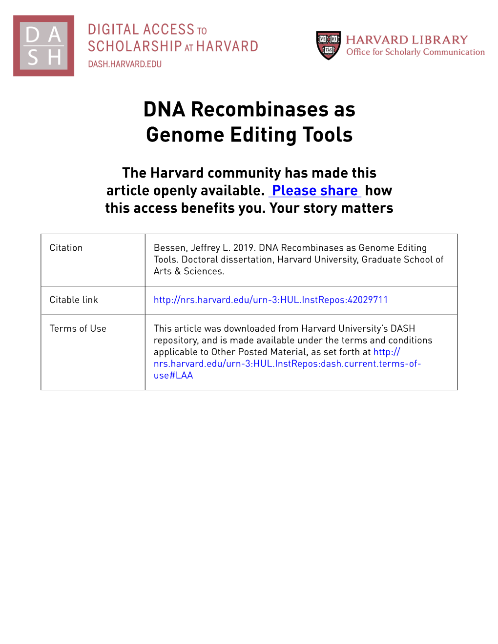 DNA Recombinases As Genome Editing Tools