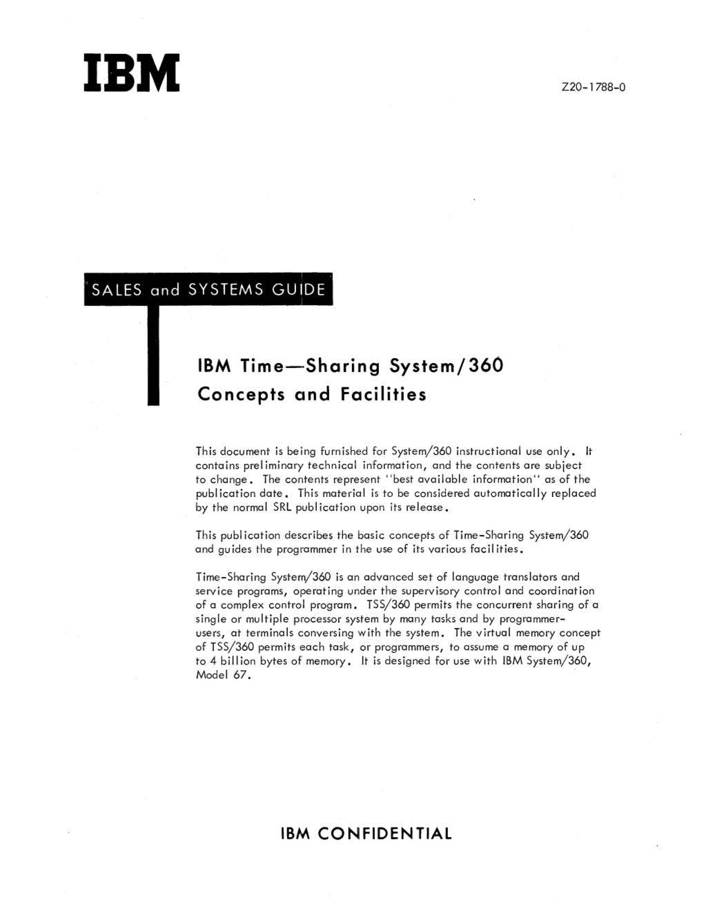 IBM Time-·Sharing System/360 Concepts and Facilities