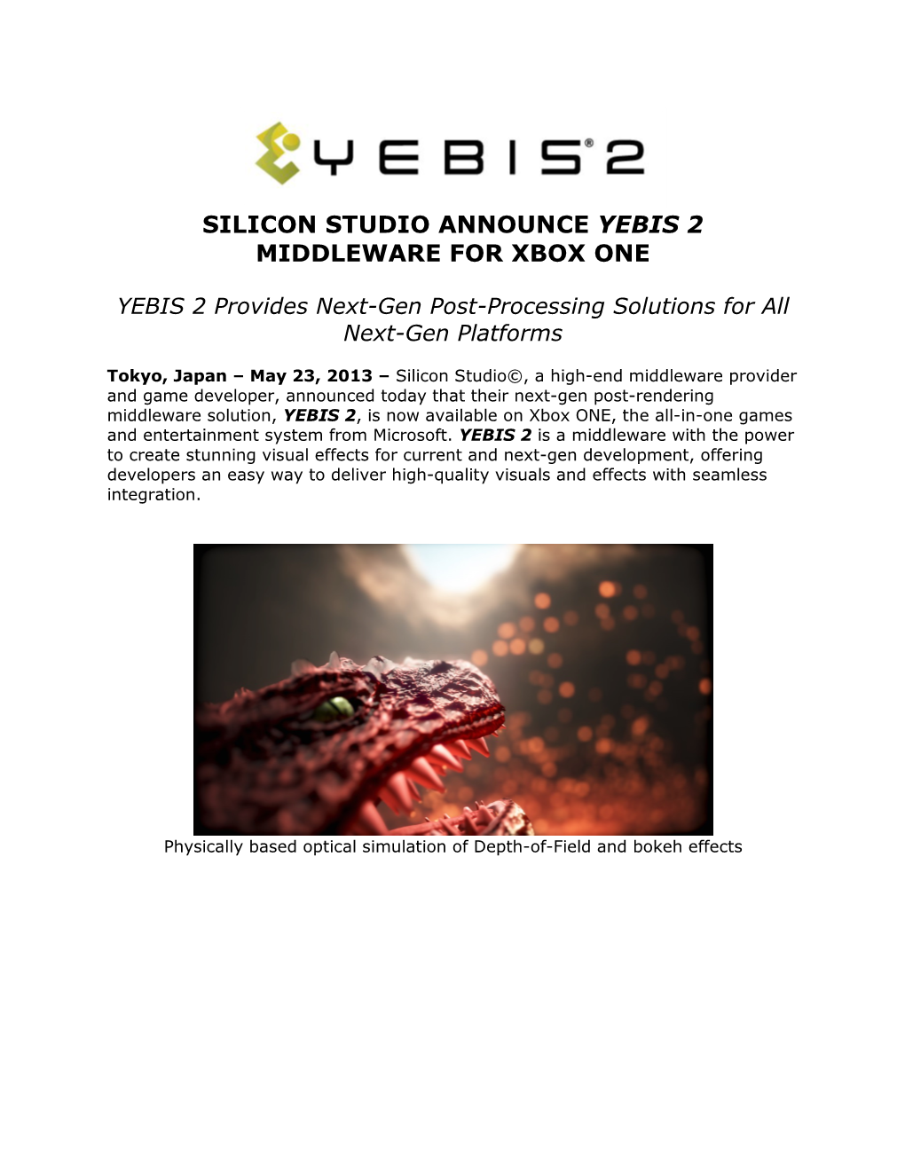 Silicon Studio Announce Yebis 2 Middleware for Xbox One