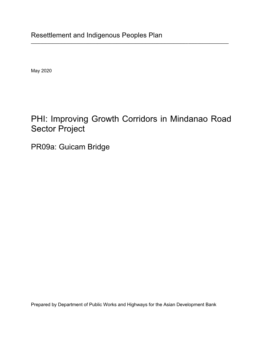 PHI: Improving Growth Corridors in Mindanao Road Sector Project