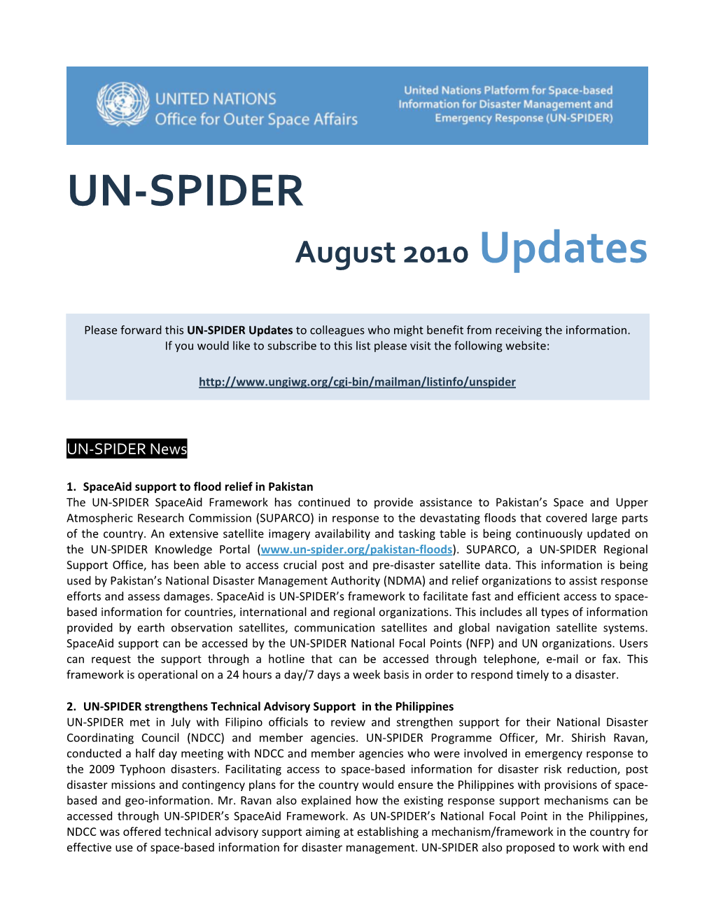 Successful UN-SPIDER Technical Advisory Mission to Togo