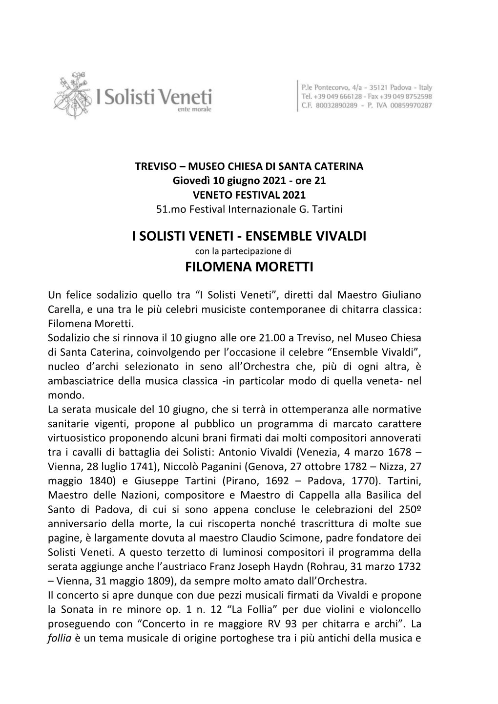 Ensemble Vivaldi Filomena Moretti