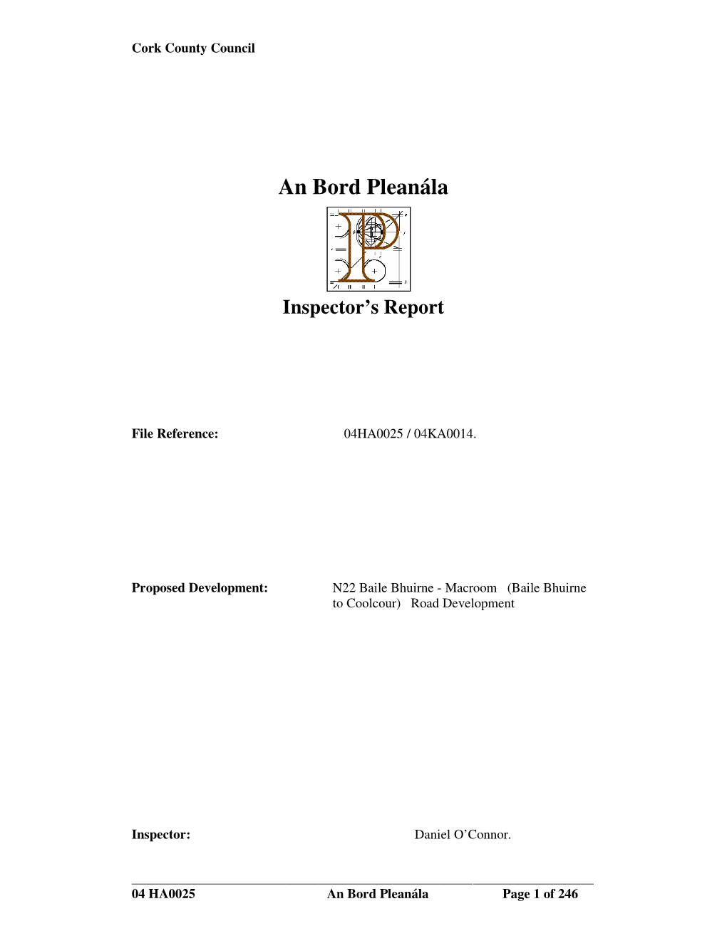 An Bord Pleanála Inspector's Report